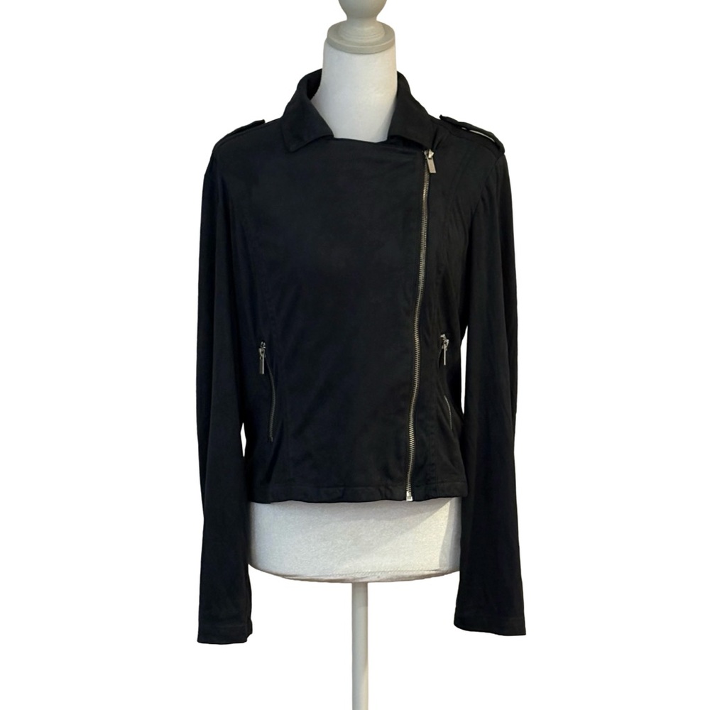 LC Lauren Conrad Faux Suede Moto Jacket Black Size 12